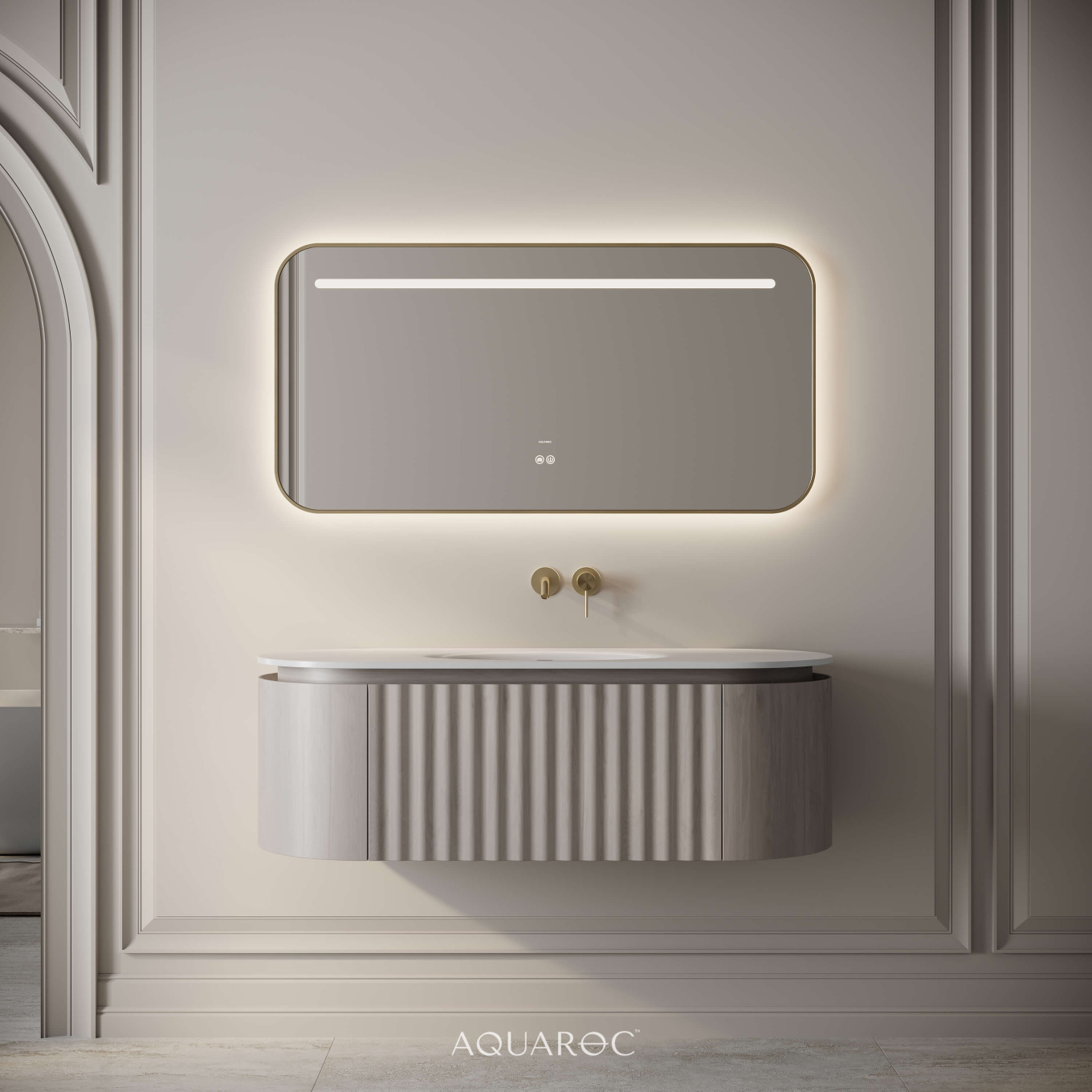 Belgravia Vanity Unit & Stone Basin 1200mm Sabbia Grigio Oak